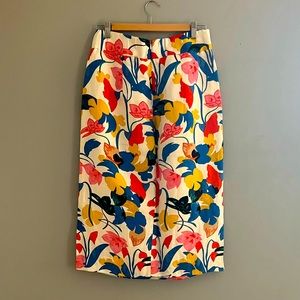 J.CREW Pin Tucked Lined Morning Floral Print Midi Skirt Size 10